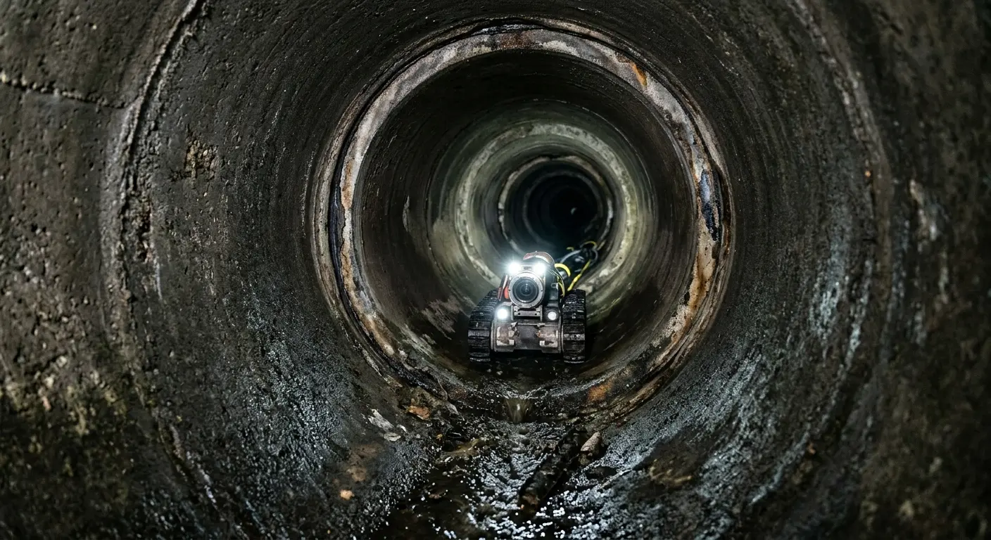 Robotic sewer camera inspecting pipe interior for Sewer Line Repair in Allentown